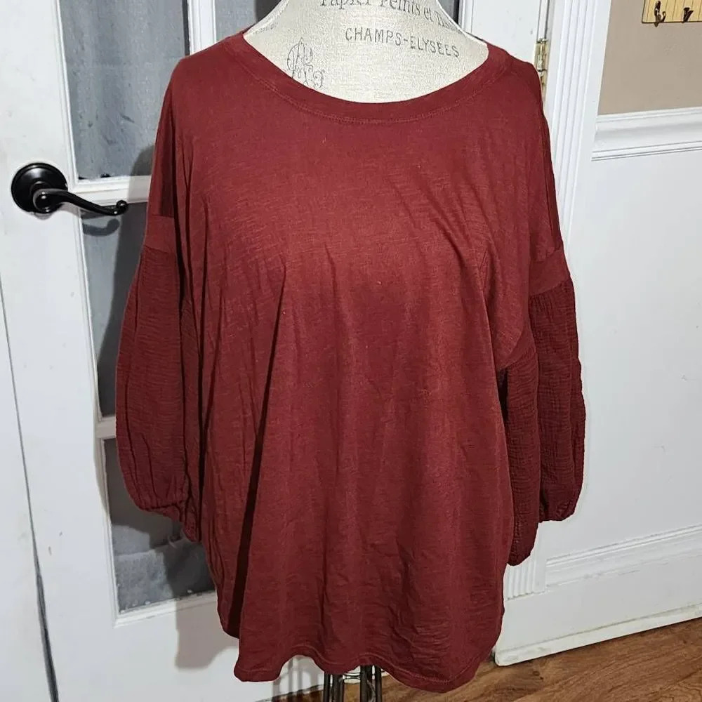 Velvet By Graham Spencer For Anthropologie‎ Womens Rust Colored Shirt Blouse 1X